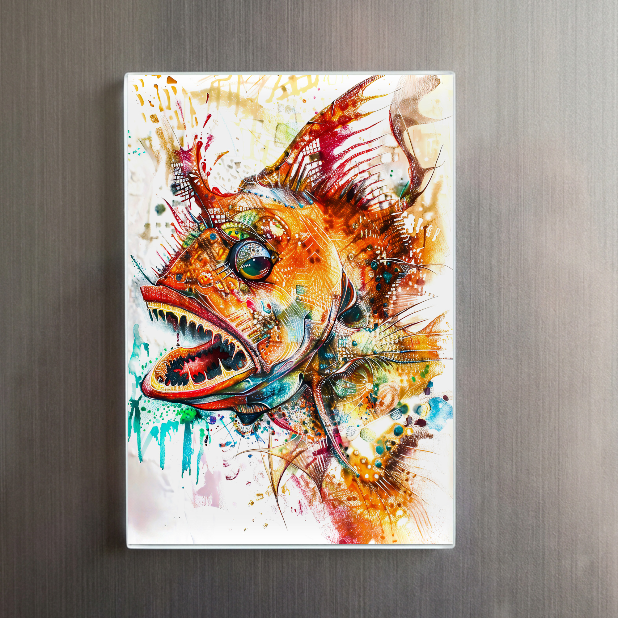raxxa Glas-Magnet: Abstract Watercolor Illustration of a Deep-Sea Anglerfish - Image 2