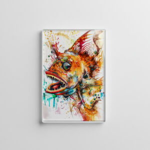 raxxa Glas-Magnet: Abstract Watercolor Illustration of a Deep-Sea Anglerfish