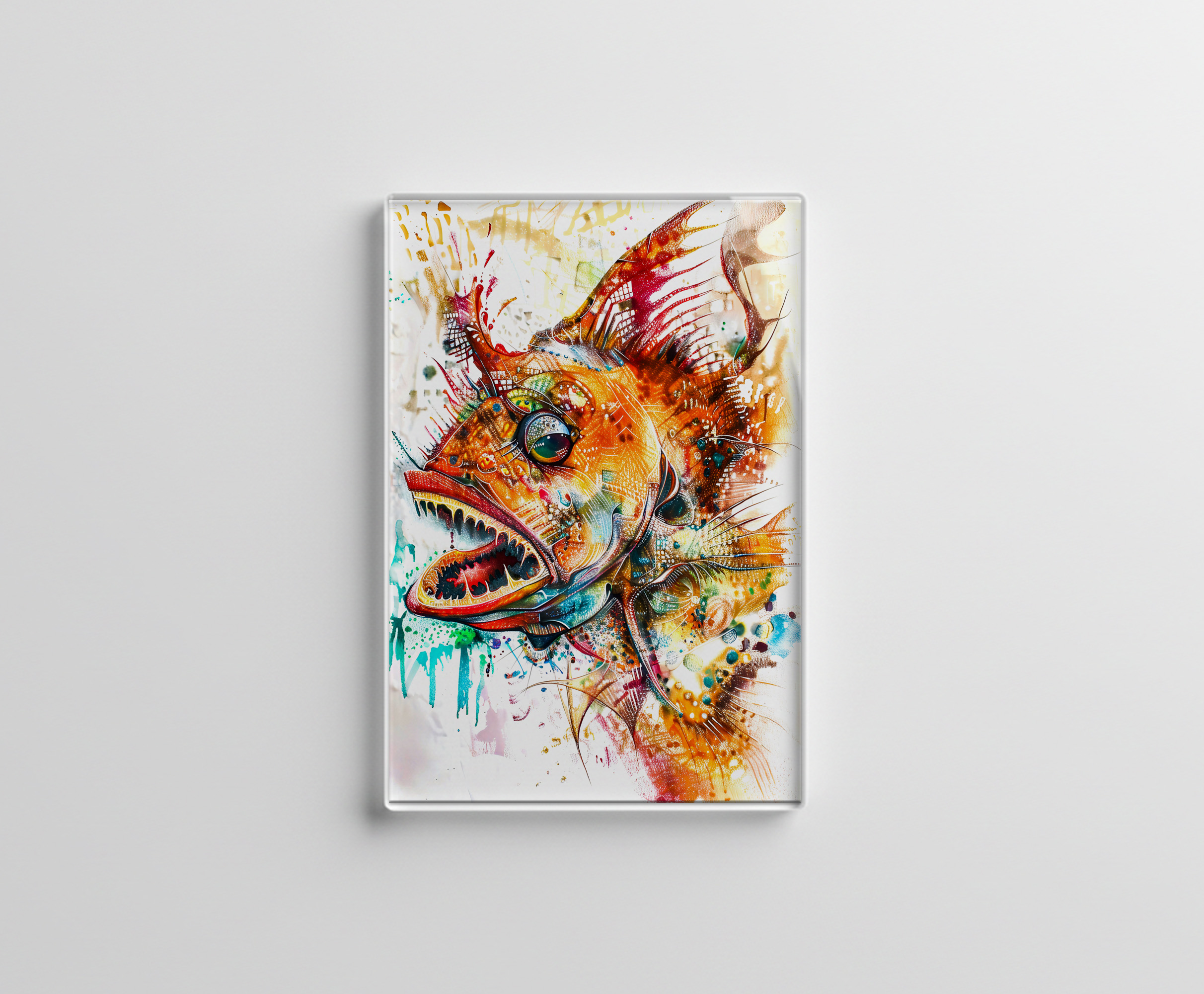 raxxa Glas-Magnet: Abstract Watercolor Illustration of a Deep-Sea Anglerfish