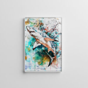 raxxa Glas-Magnet: Abstract Watercolor Illustration of a Shark