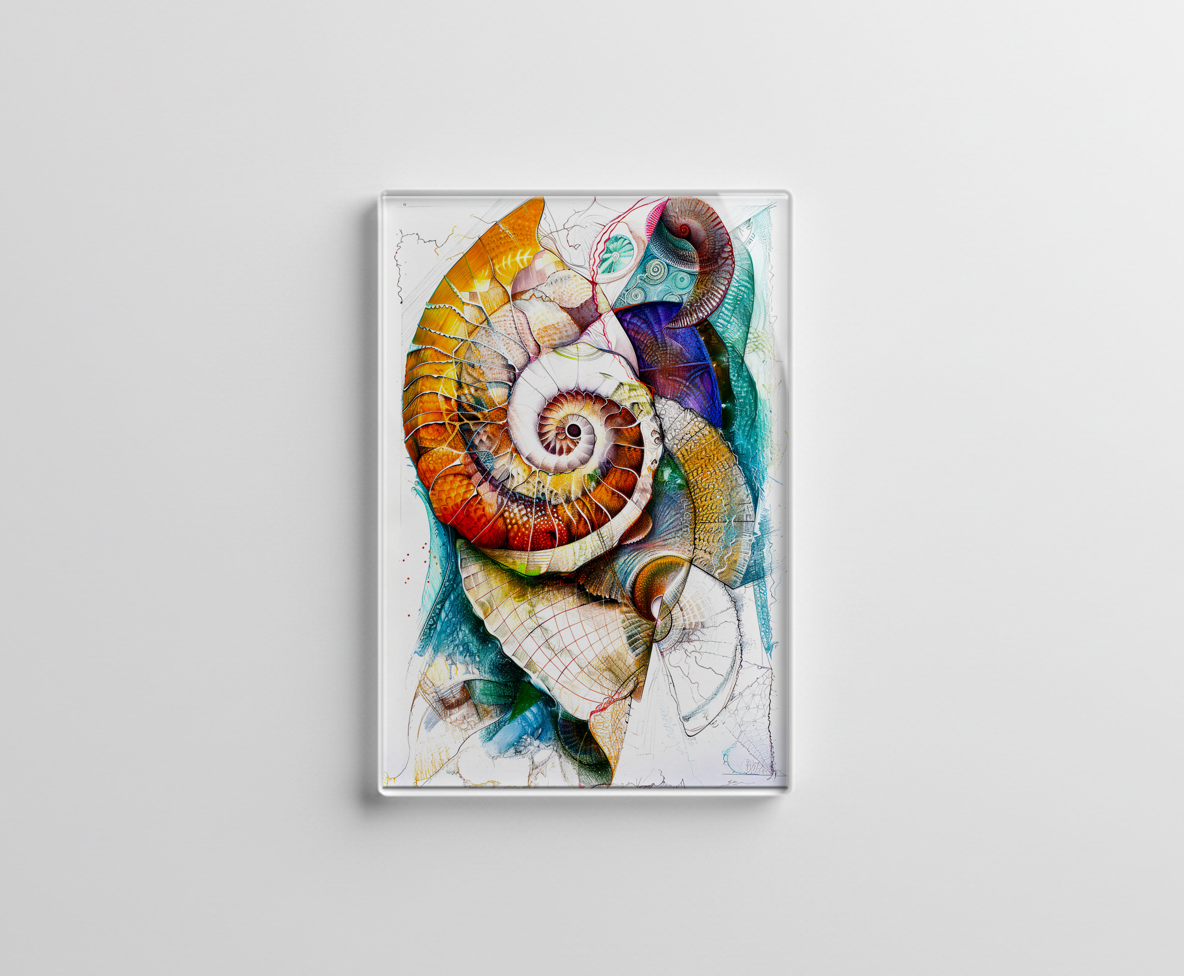 raxxa Glas-Magnet: Abstract Watercolor Illustration of a Nautilus