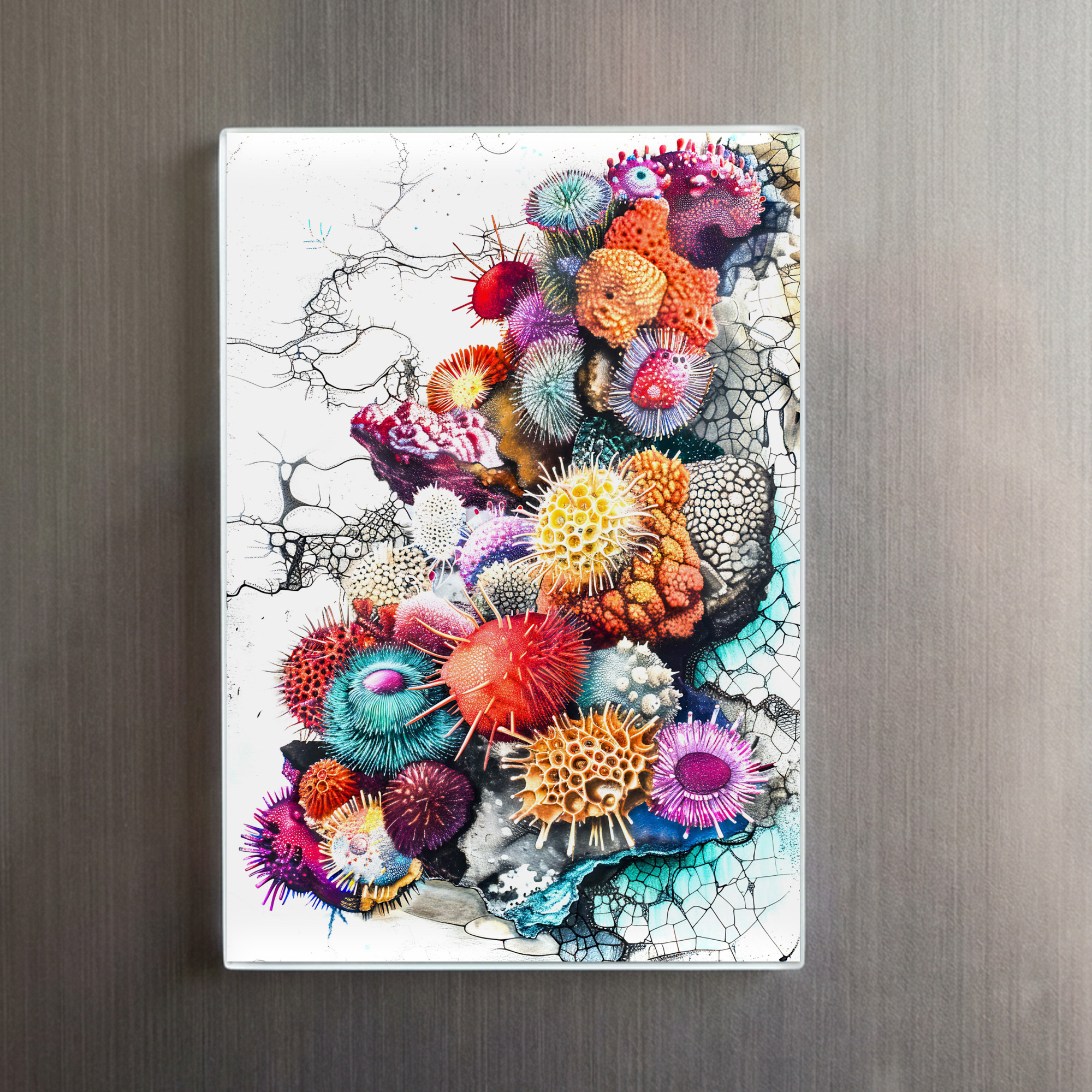 raxxa Glas-Magnet: Abstract Watercolor Illustration of Colorful Sea Anemones - Imagen 2