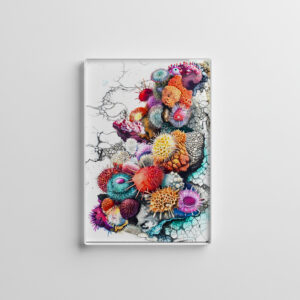 raxxa Glas-Magnet: Abstract Watercolor Illustration of Colorful Sea Anemones