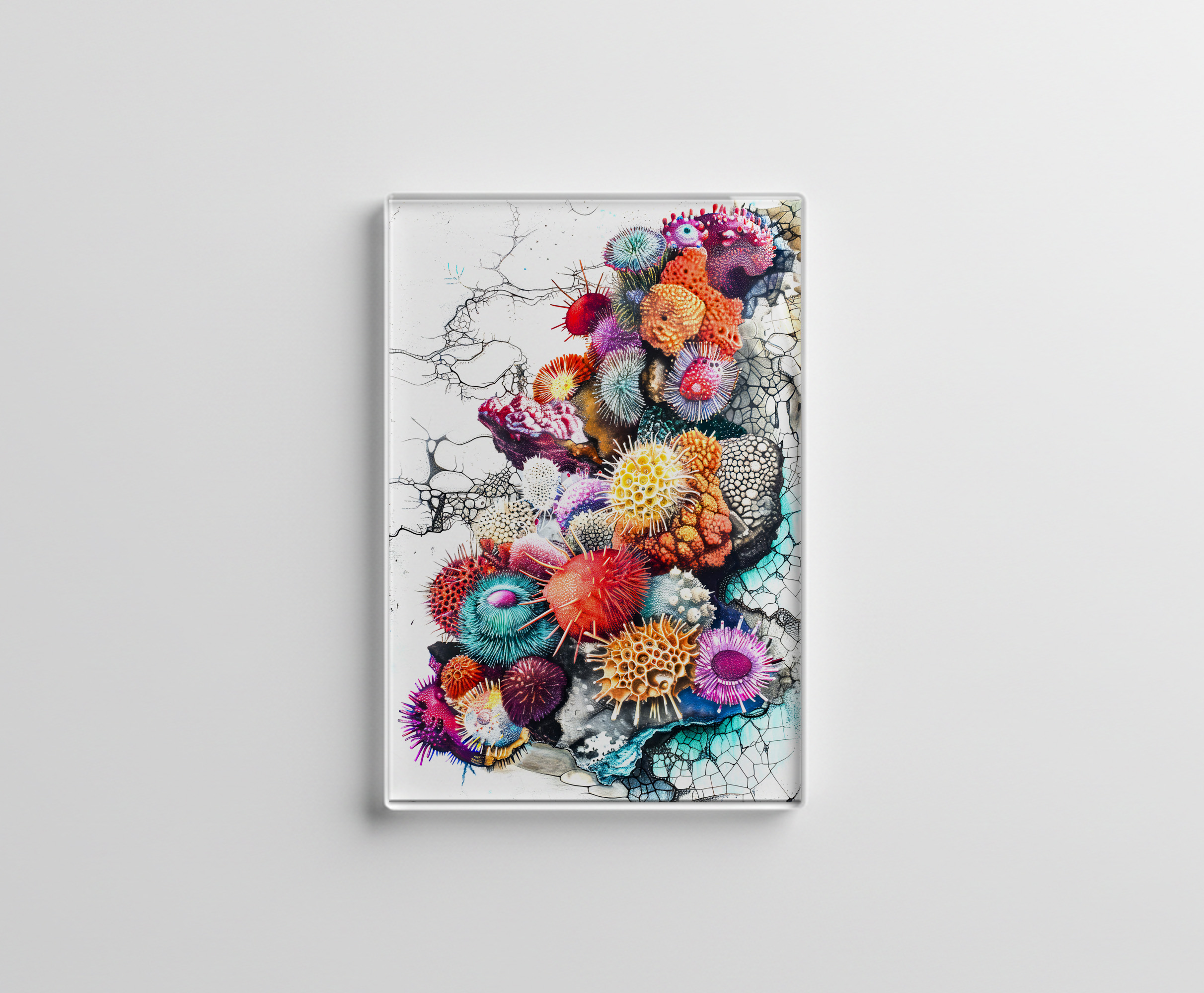 raxxa Glas-Magnet: Abstract Watercolor Illustration of Colorful Sea Anemones