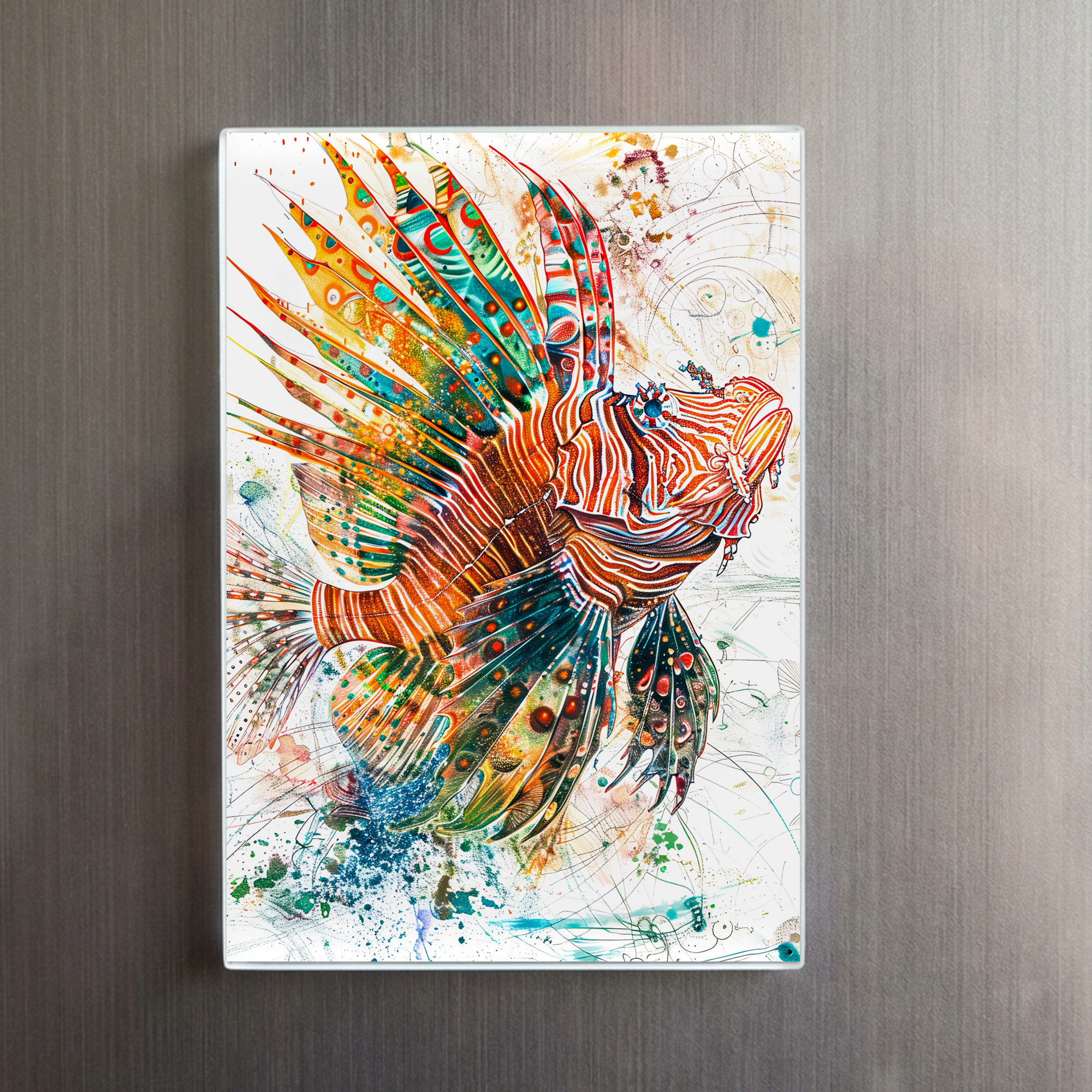 raxxa Glas-Magnet: Abstract Watercolor Illustration of Lionfish – Image 2