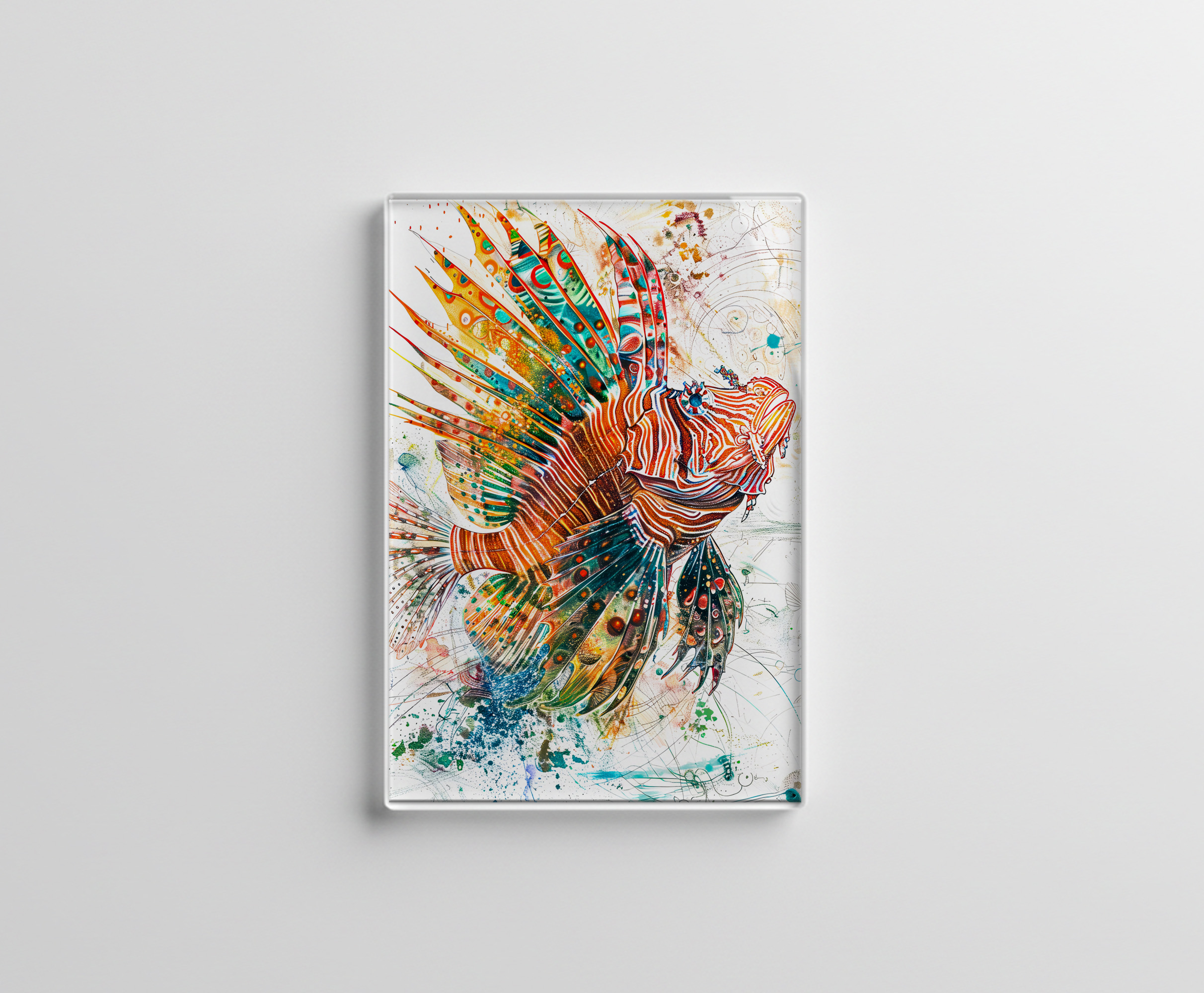 raxxa Glas-Magnet: Abstract Watercolor Illustration of Lionfish