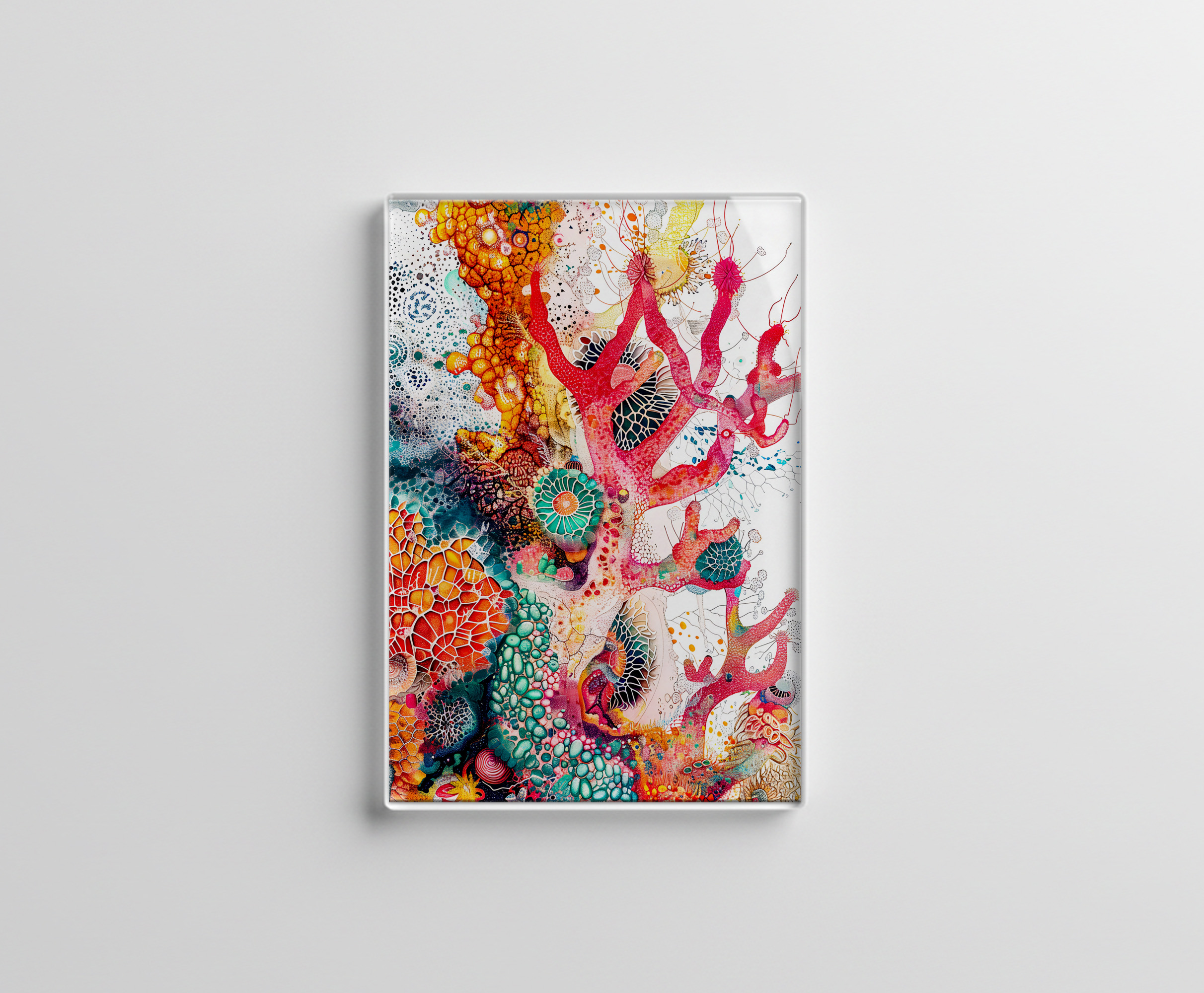 raxxa Glas-Magnet: Abstract Watercolor Illustration of Coral Reefs