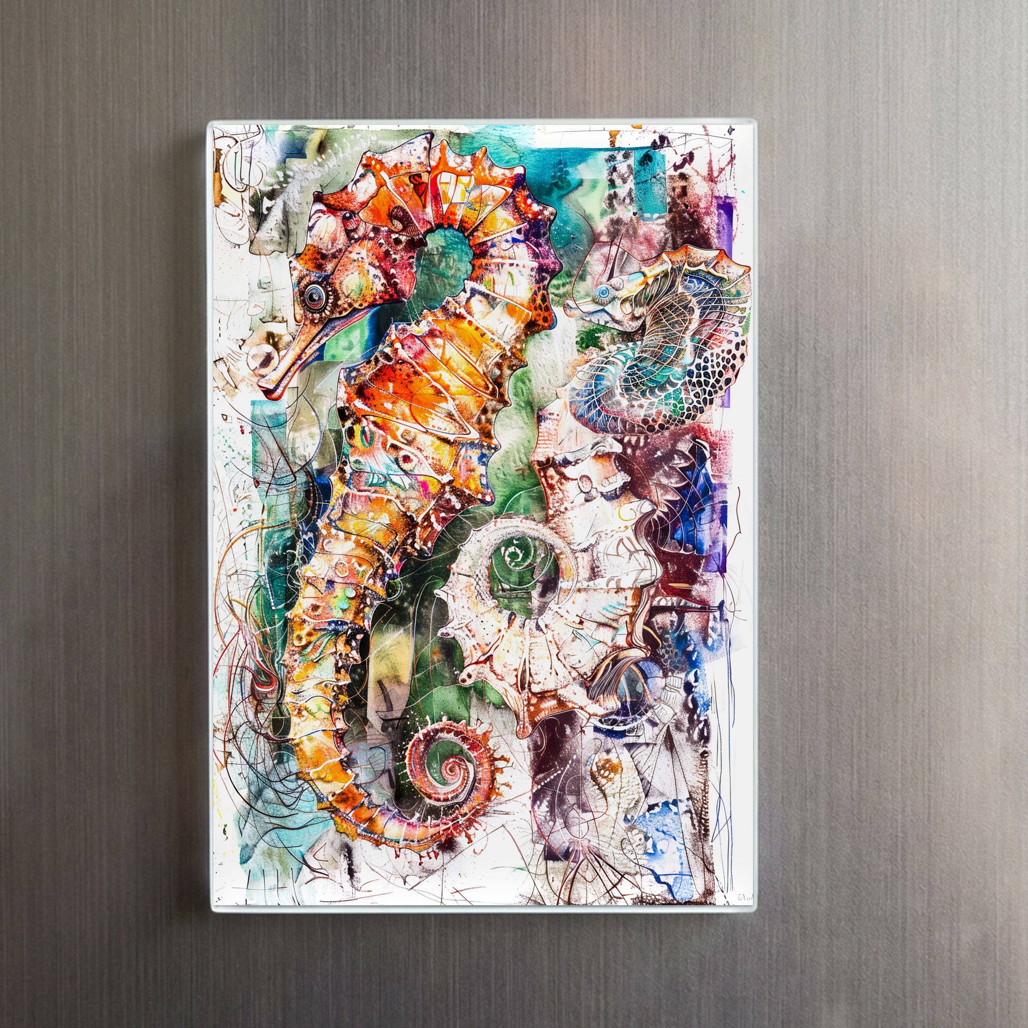 raxxa Glas-Magnet: Abstract Watercolor Illustration of a Seahorse - immagine 2
