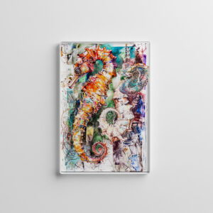 raxxa Glas-Magnet: Abstract Watercolor Illustration of a Seahorse