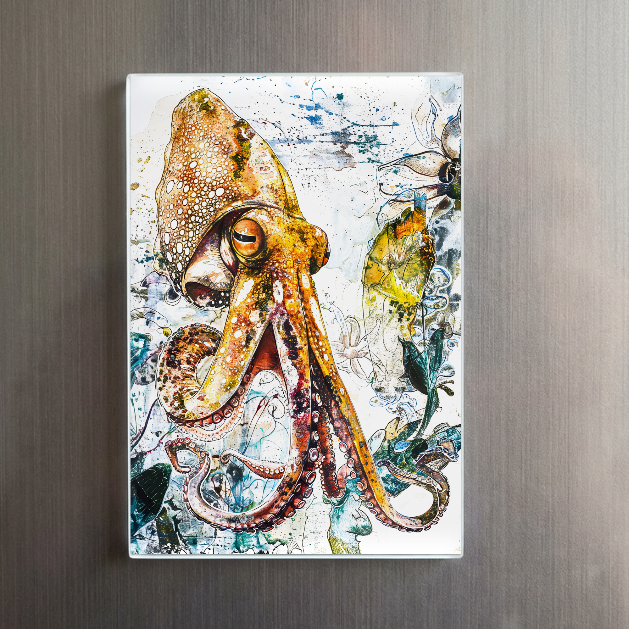 raxxa Glas-Magnet: Abstract Watercolor Illustration of a Squid – Bild 2