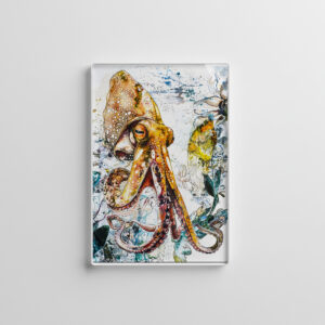 raxxa Glas-Magnet: Abstract Watercolor Illustration of a Squid