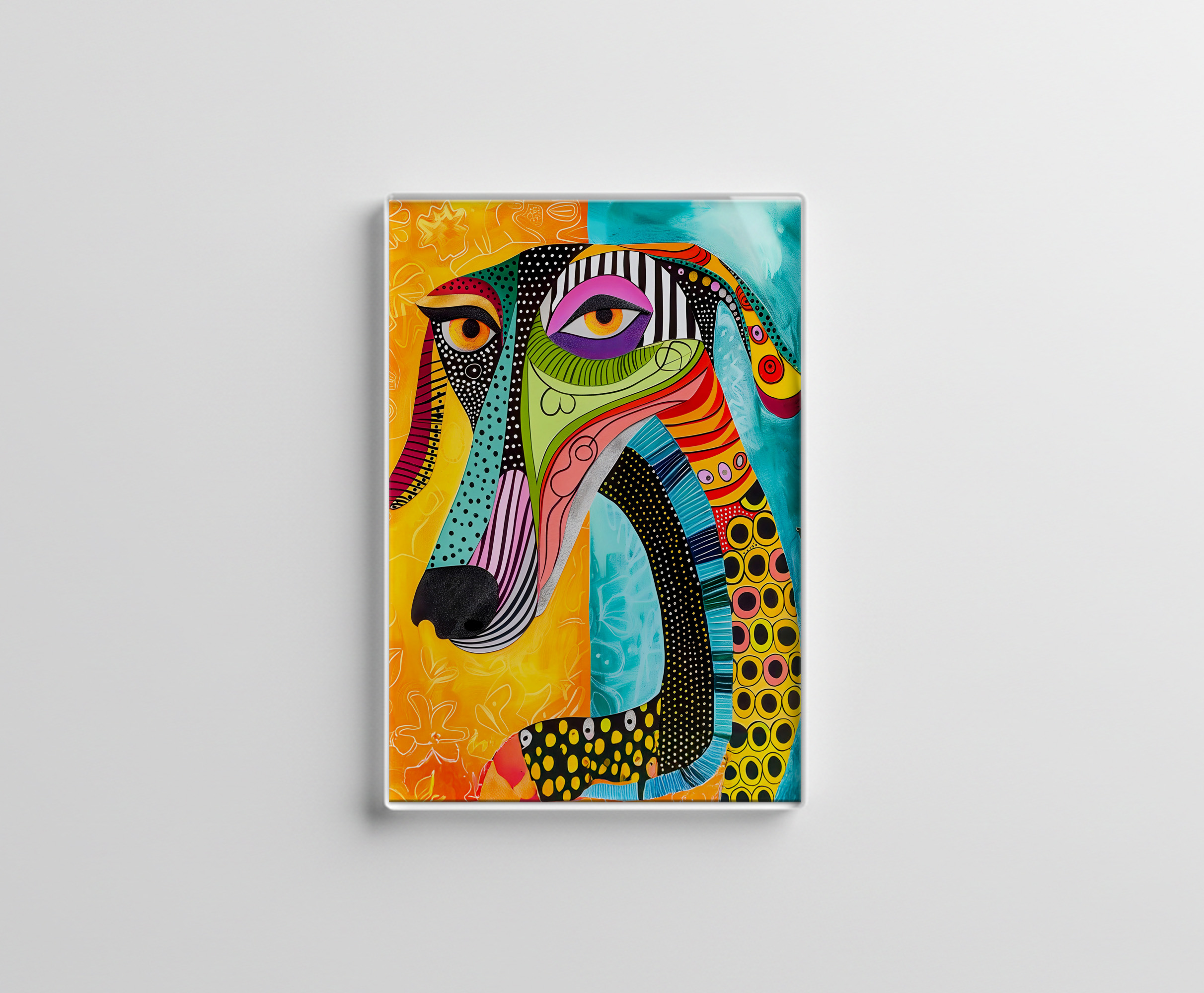 raxxa Glas-Magnet: Pop-Art Dog in Expressive Colors