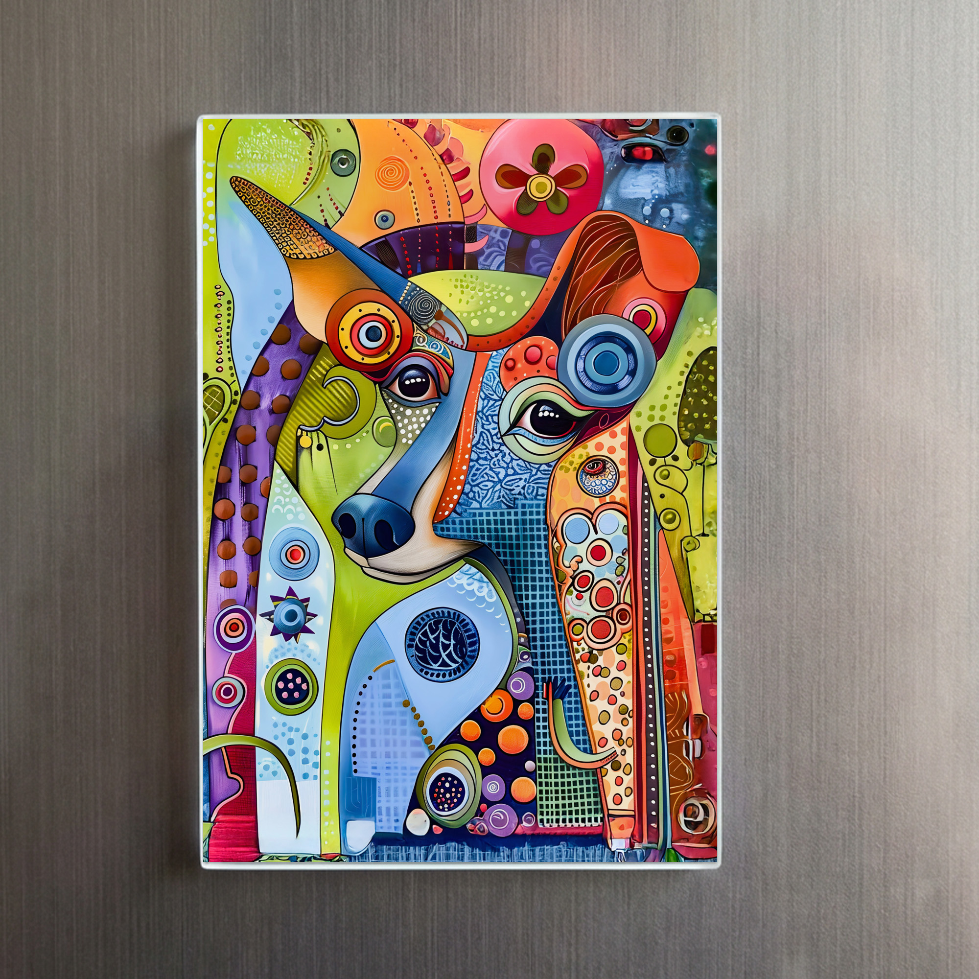 raxxa Glas-Magnet: Pop-Art Dog in Bright Colors - Imagen 2