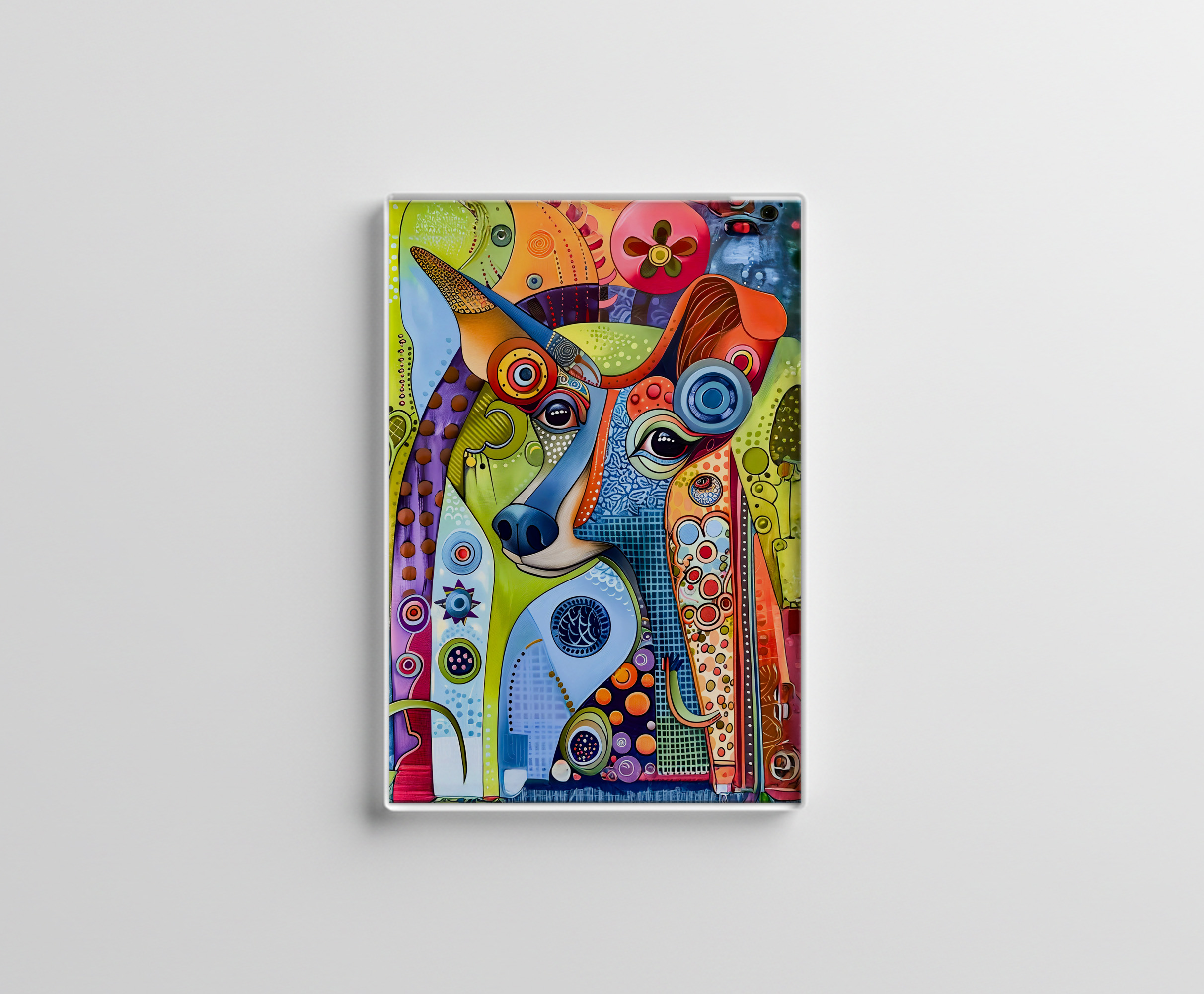raxxa Glas-Magnet: Pop-Art Dog in Bright Colors