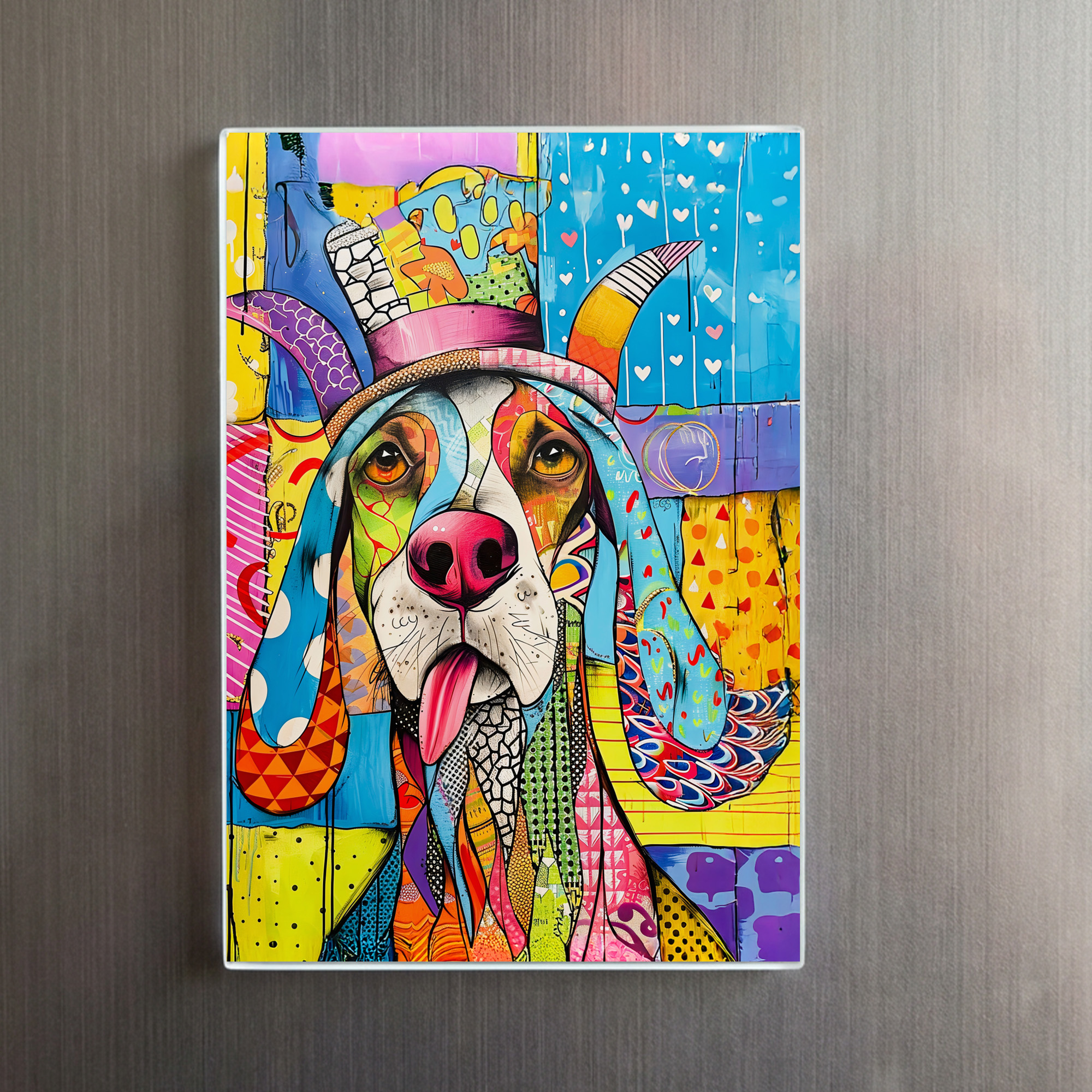 raxxa Glas-Magnet: Pop-Art Dog Portrait in Retro Style - Imagen 2
