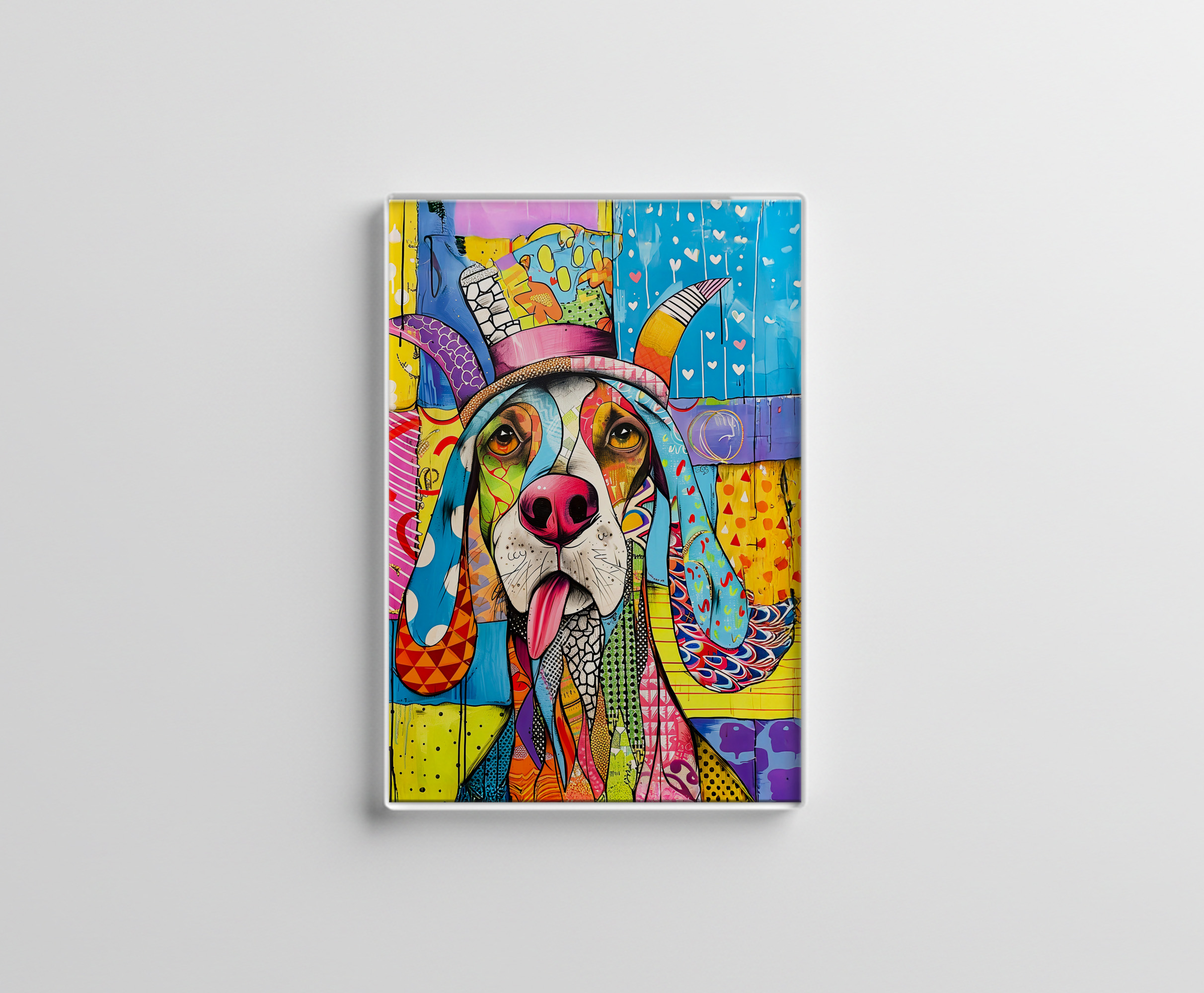 raxxa Glas-Magnet: Pop-Art Dog Portrait in Retro Style