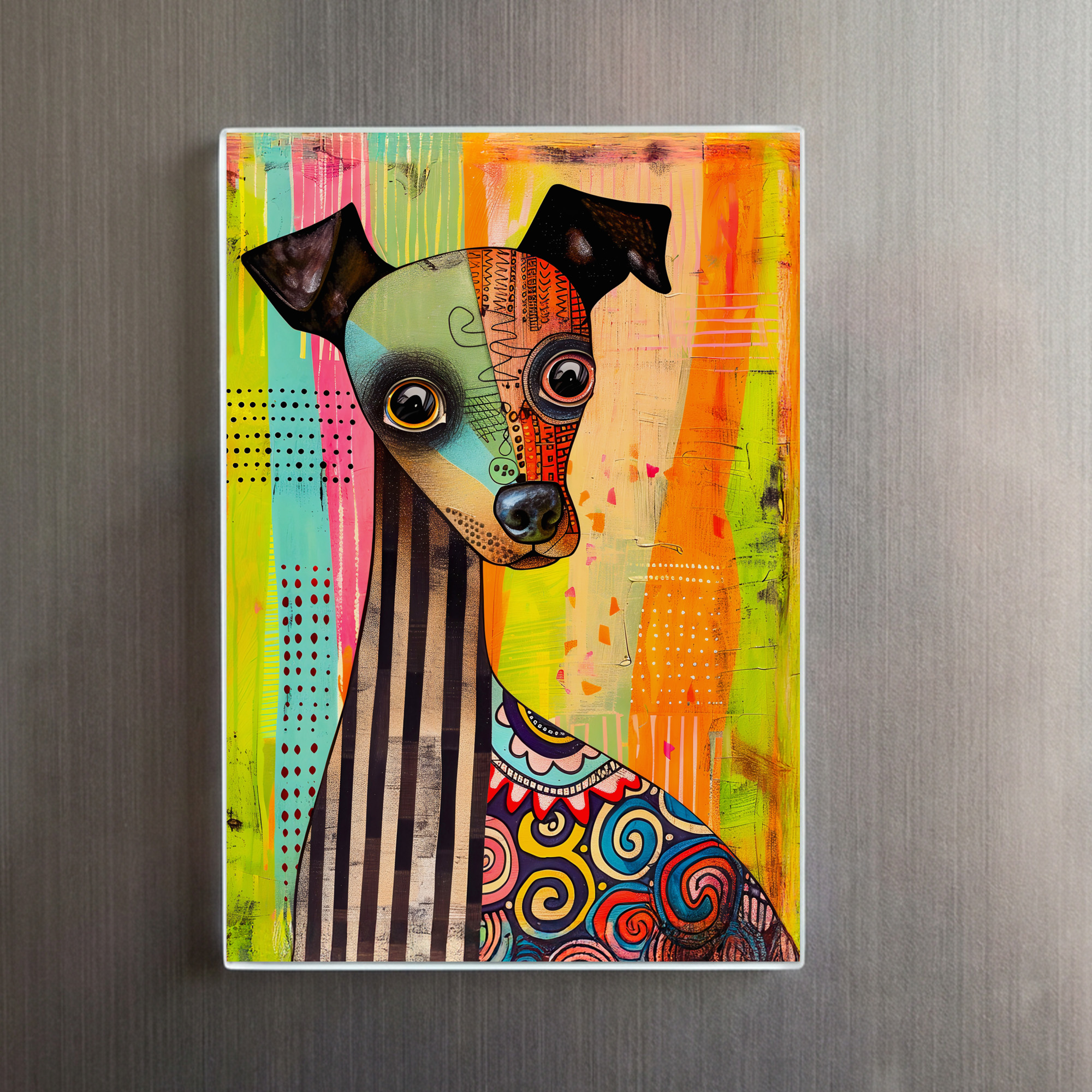 raxxa Glas-Magnet: Abstract Dog in Pop-Art Palette - Image 2