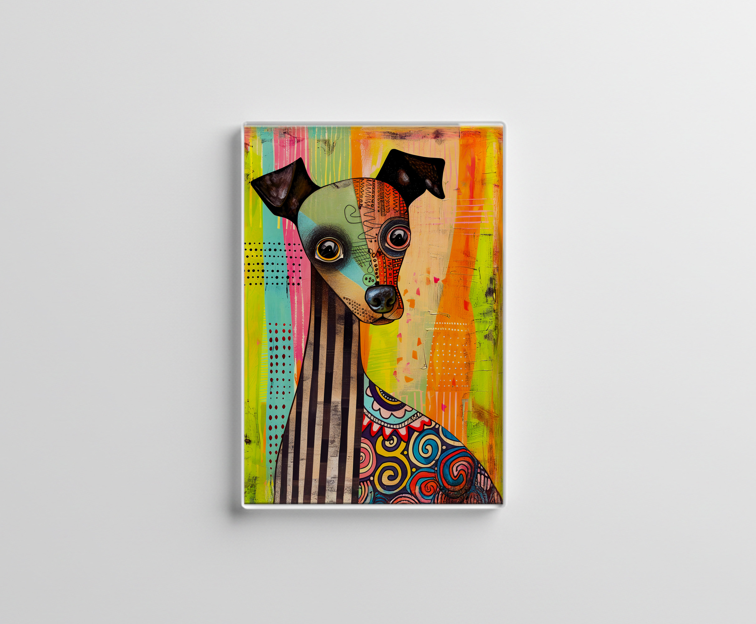 raxxa Glas-Magnet: Abstract Dog in Pop-Art Palette