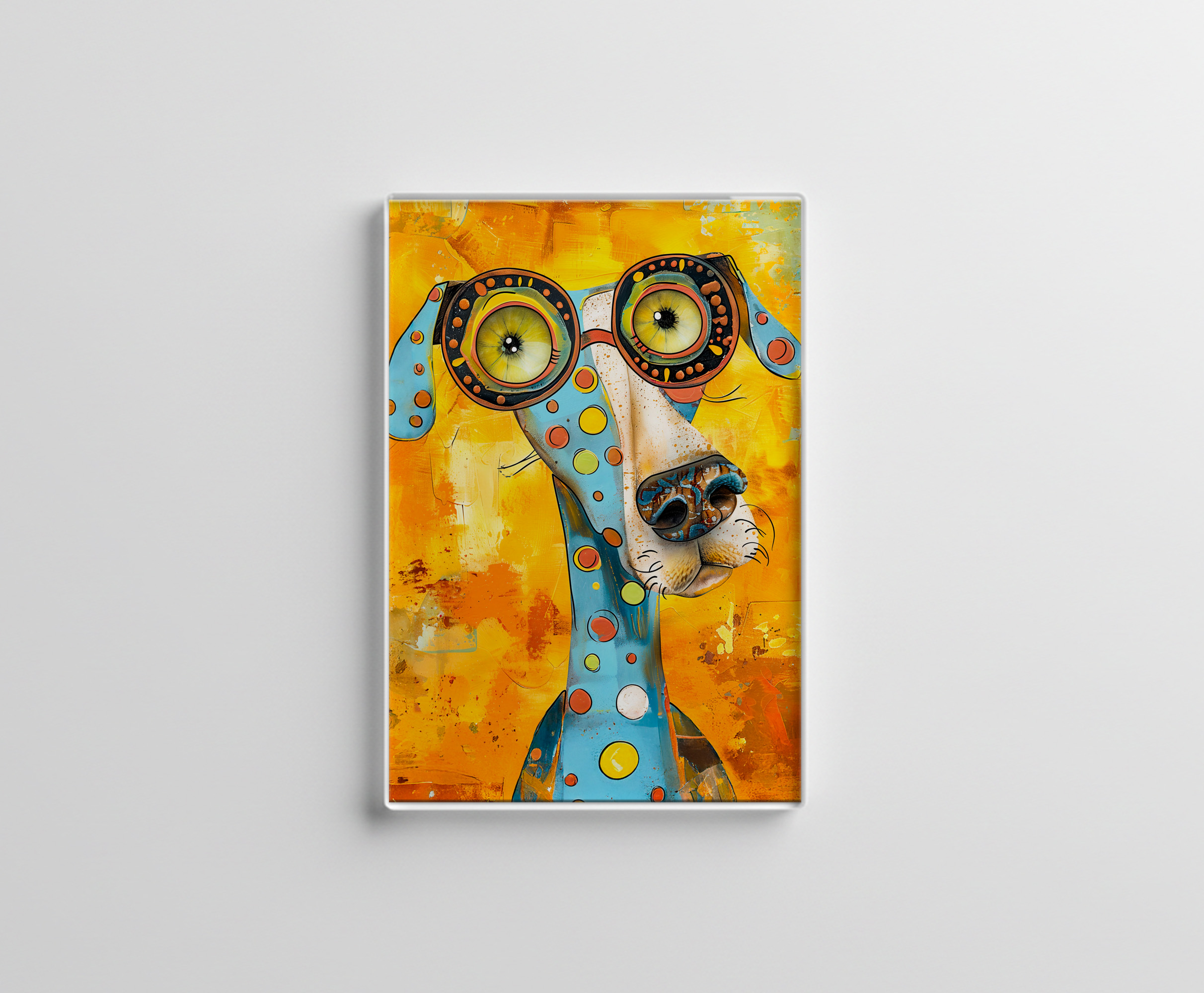 raxxa Glas-Magnet: Playful Pop-Art Dog in Bright Hues