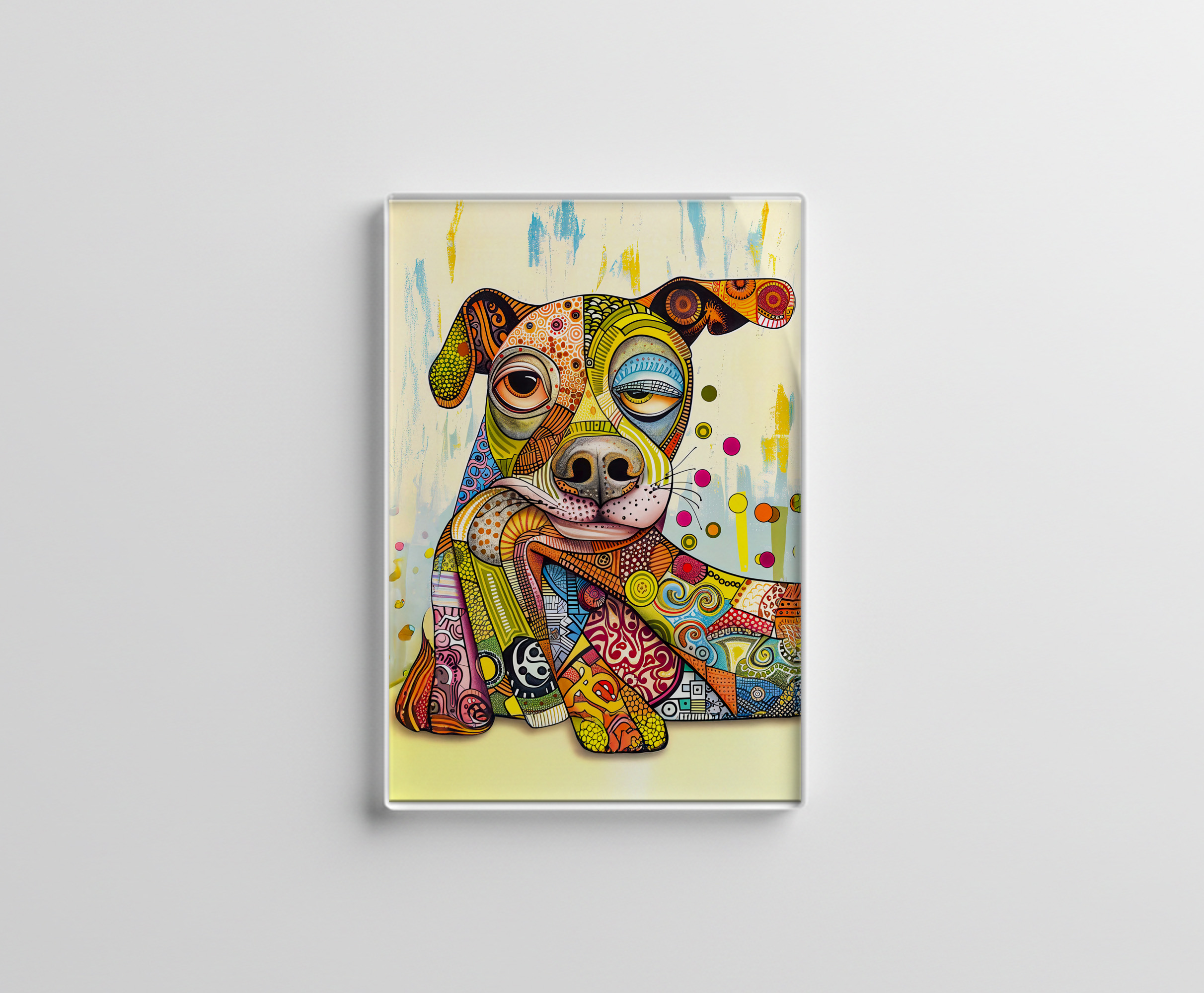raxxa Glas-Magnet: Colorful Pop-Art Dog Face