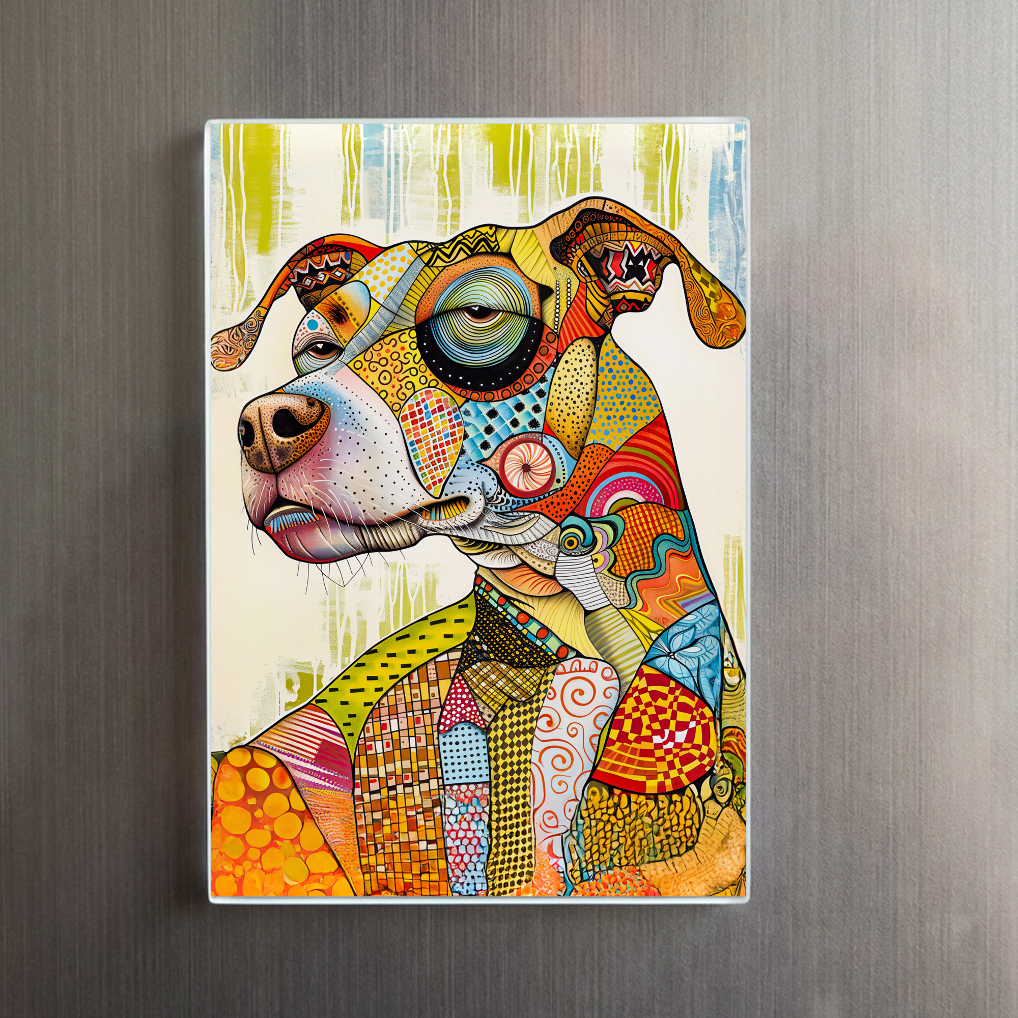 raxxa Glas-Magnet: Bright and Bold Pop-Art Dog Portrait - immagine 2
