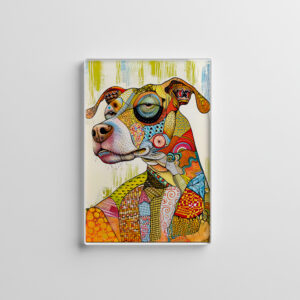 raxxa Glas-Magnet: Bright and Bold Pop-Art Dog Portrait