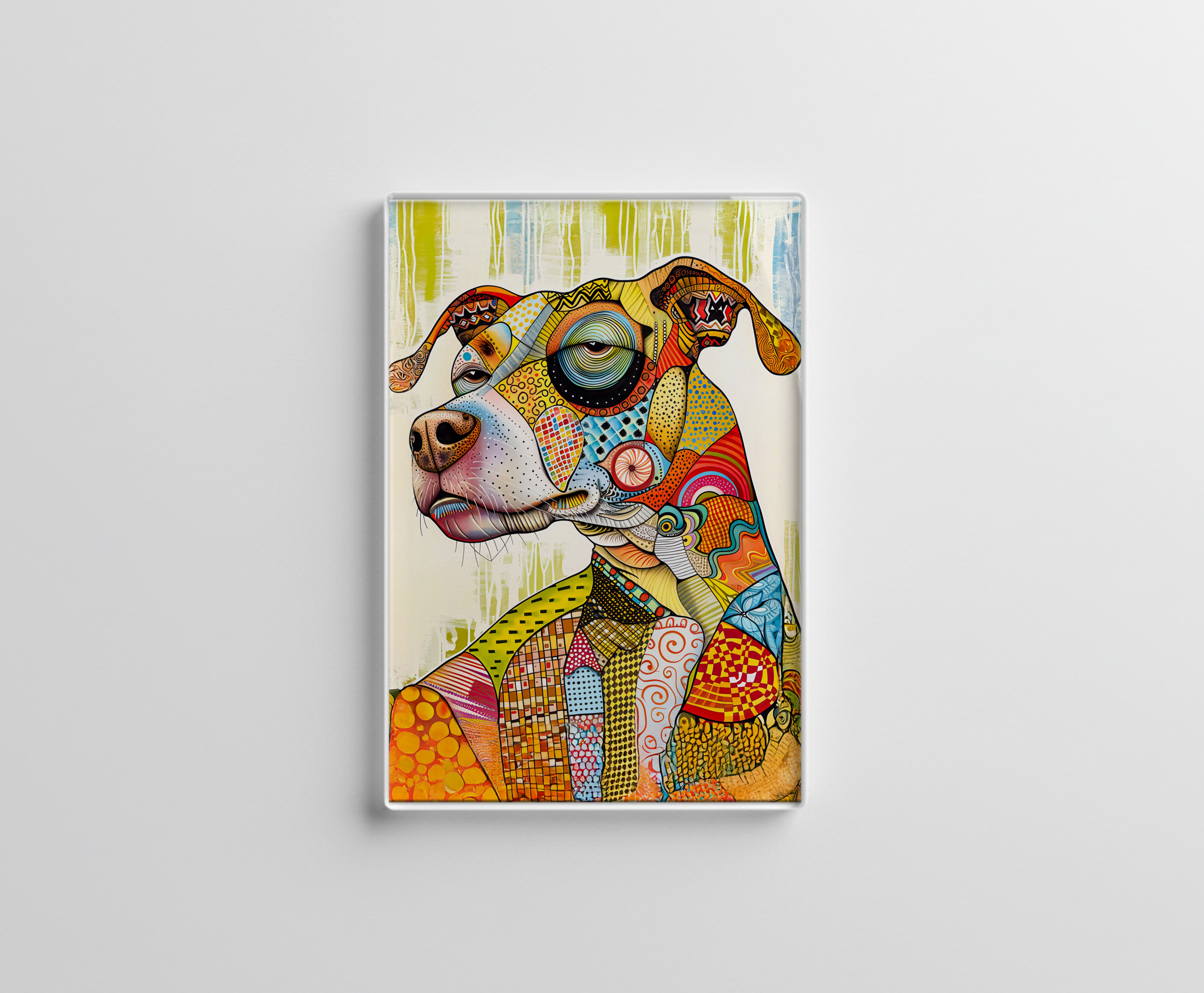 raxxa Glas-Magnet: Bright and Bold Pop-Art Dog Portrait