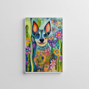 raxxa Glas-Magnet: Vibrant Pop-Art Dog in Neon Colors with flowers