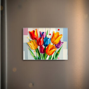 raxxa Glas-Magnet: Colorful Tulips in Modern Abstract Style