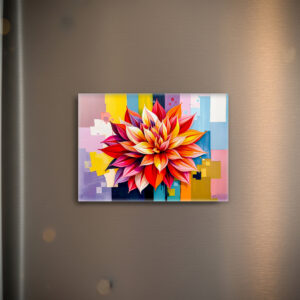 raxxa Glas-Magnet: Colorful Dahlia in Modern Abstract Style