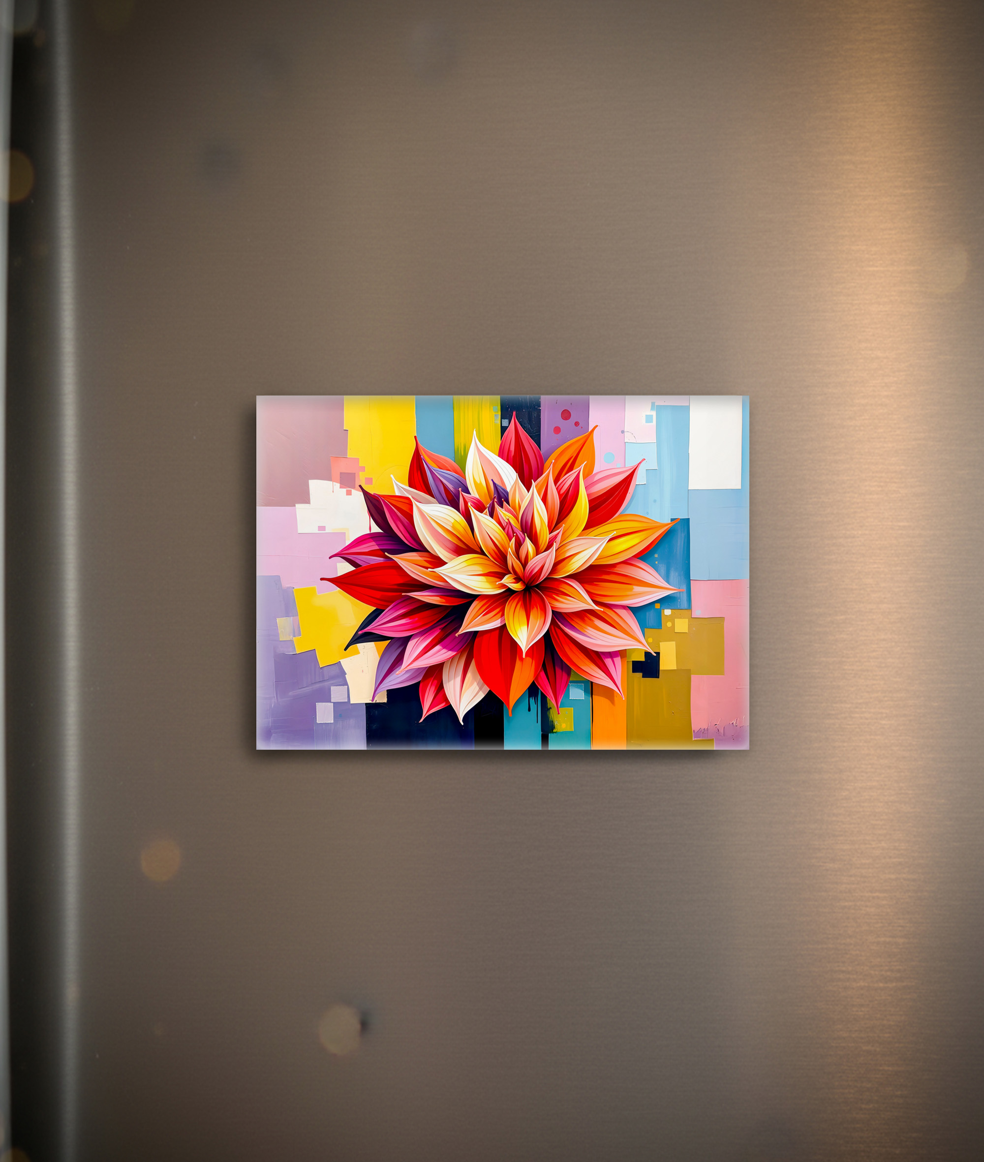 raxxa Glas-Magnet: Colorful Dahlia in Modern Abstract Style