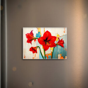 raxxa Glas-Magnet: Vibrant Amaryllis in Modern Abstract Style