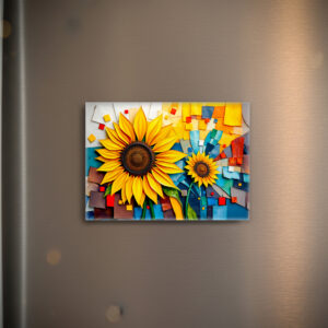 raxxa Glas-Magnet: Radiant Sunflower in Modern Abstract Style