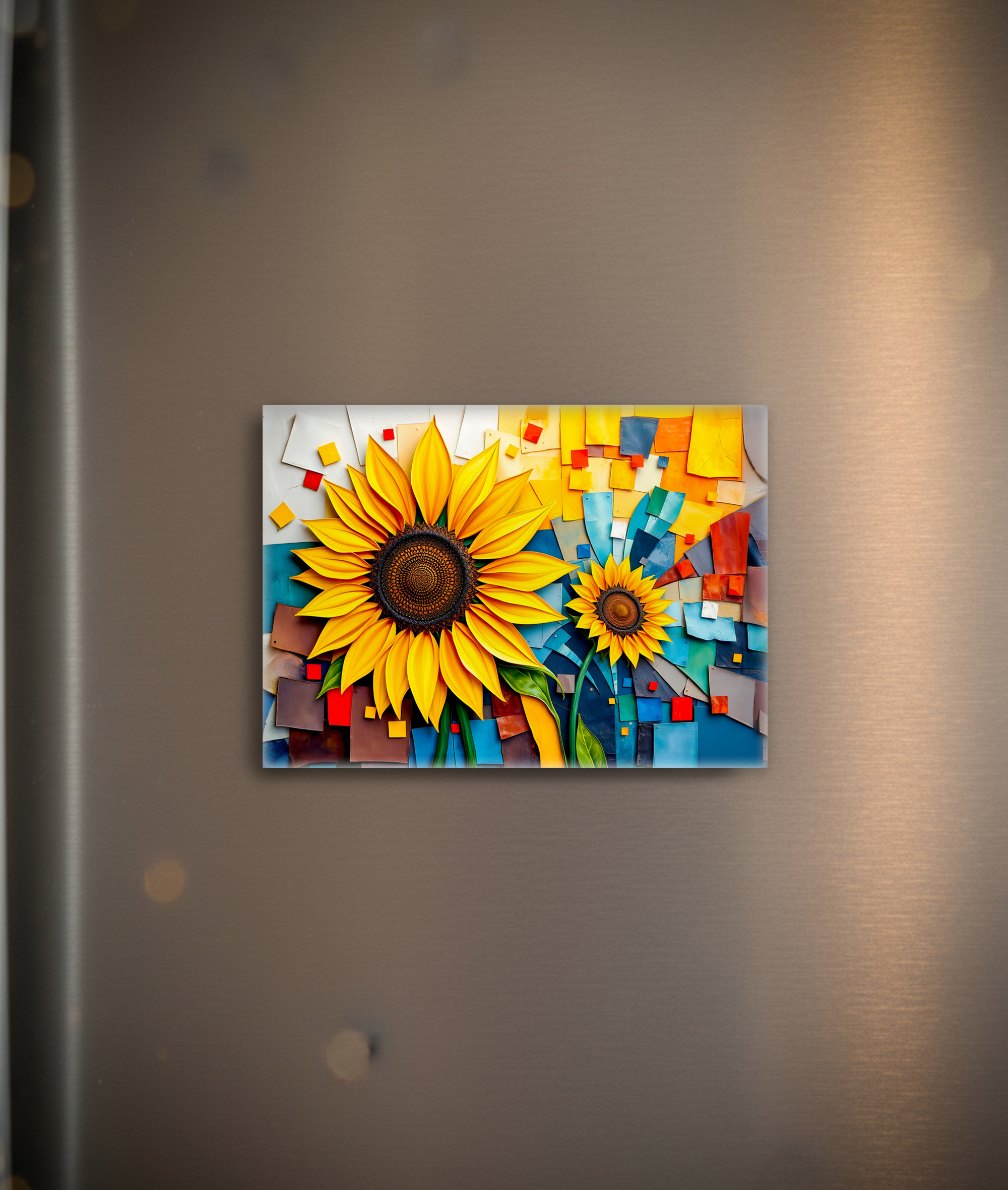 raxxa Glas-Magnet: Radiant Sunflower in Modern Abstract Style