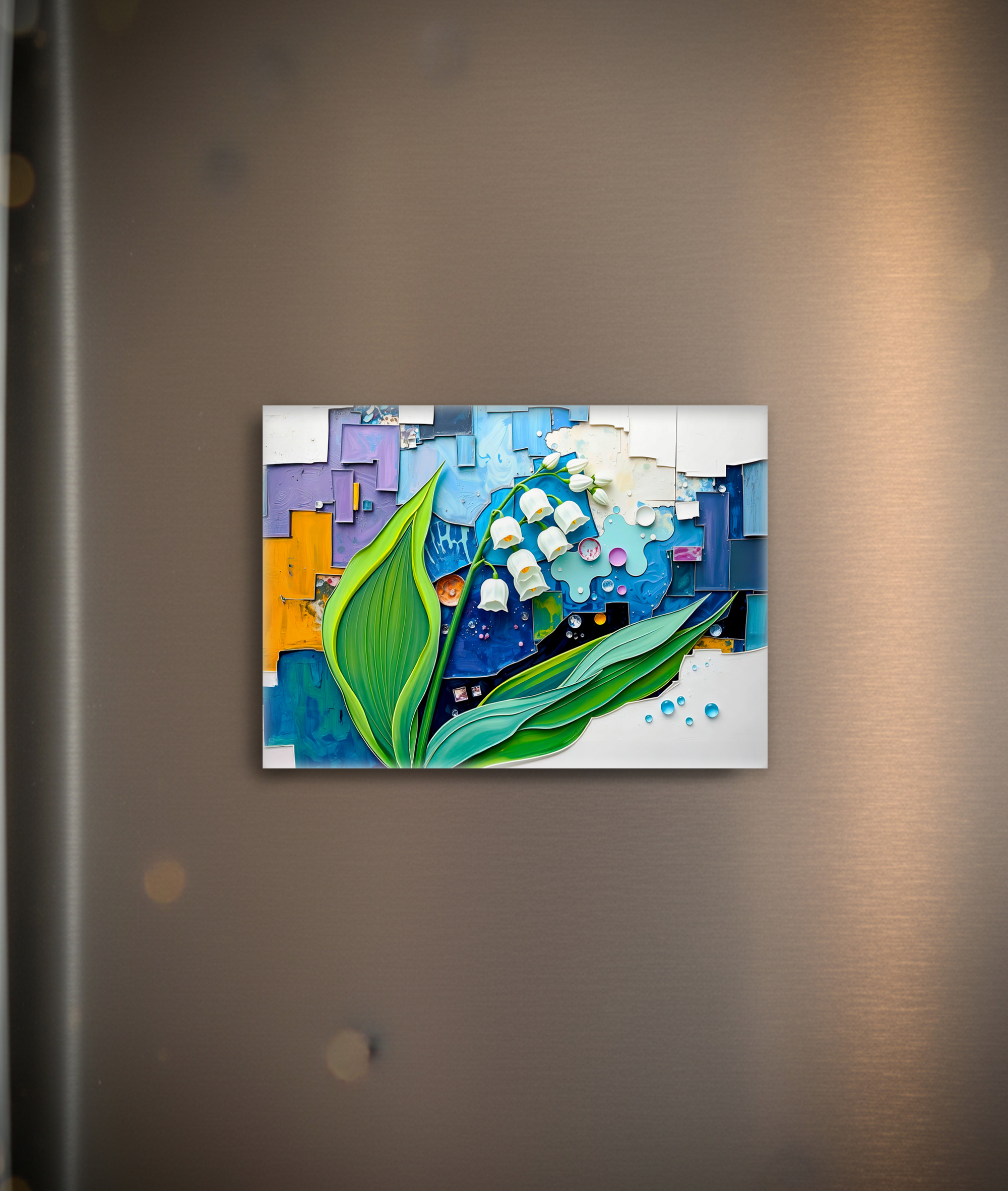 raxxa Glas-Magnet: Graceful Lily of the Valley in Modern Abstract Style