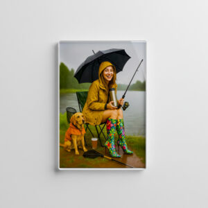raxxa Glas-Magnet: Woman Fishing in Raincoat and Stylish Boots