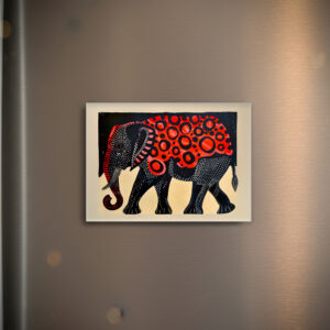 raxxa Glas-Magnet: Abstract Elephant with Large Red Circles