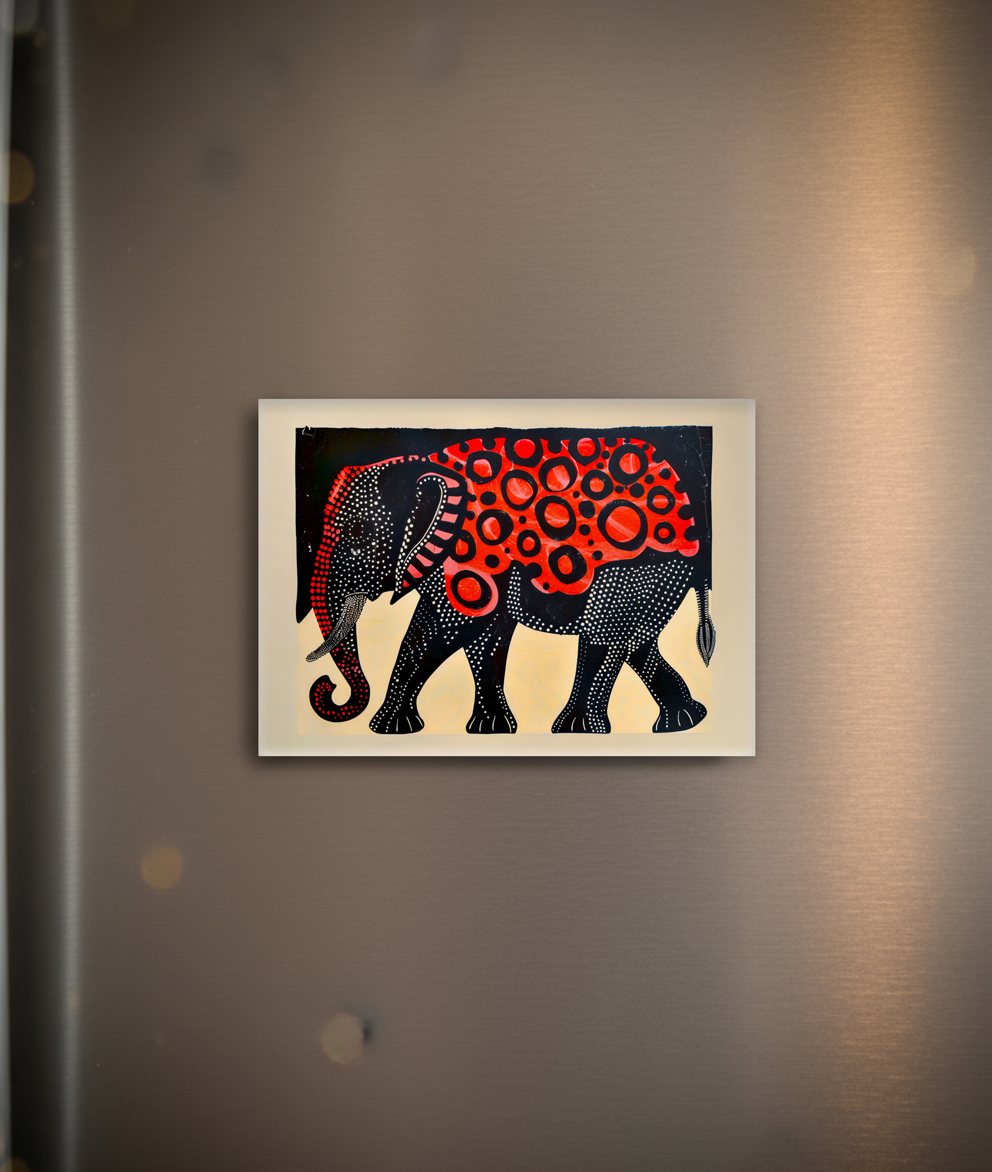 raxxa Glas-Magnet: Abstract Elephant with Large Red Circles