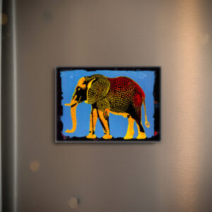 raxxa Glas-Magnet: Blue Abstract Elephant with Red Dots