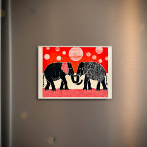 raxxa Glas-Magnet: Black Elephants with Red Moons