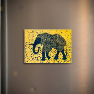 raxxa Glas-Magnet: Black and Yellow Elephant on Honeycomb