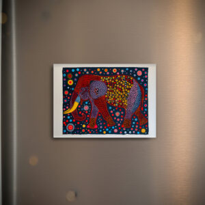 raxxa Glas-Magnet: Red Blue Abstract Elephant with flower Dots