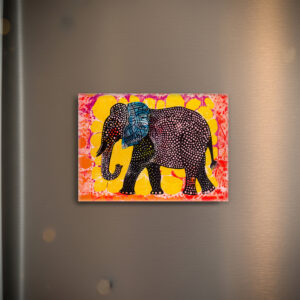 raxxa Glas-Magnet: Vibrant Elephant with Pink Circles
