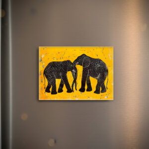 raxxa Glas-Magnet: Colorful Elephant with Yellow Background