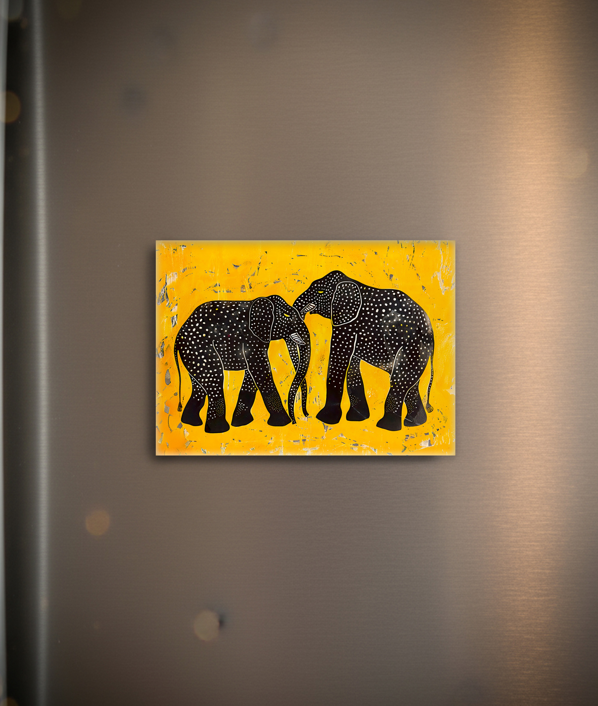 raxxa Glas-Magnet: Colorful Elephant with Yellow Background