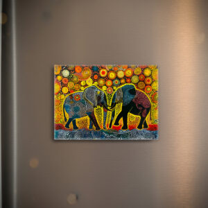 raxxa Glas-Magnet: Elephant Couple with Sunflowers