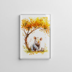 raxxa Glas-Magnet: Baby Rhino Resting Under a Tree