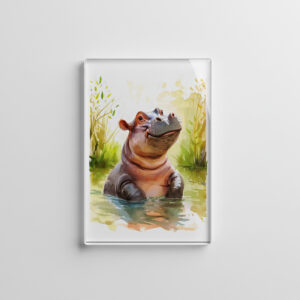 raxxa Glas-Magnet: Smiling Hippo in Water