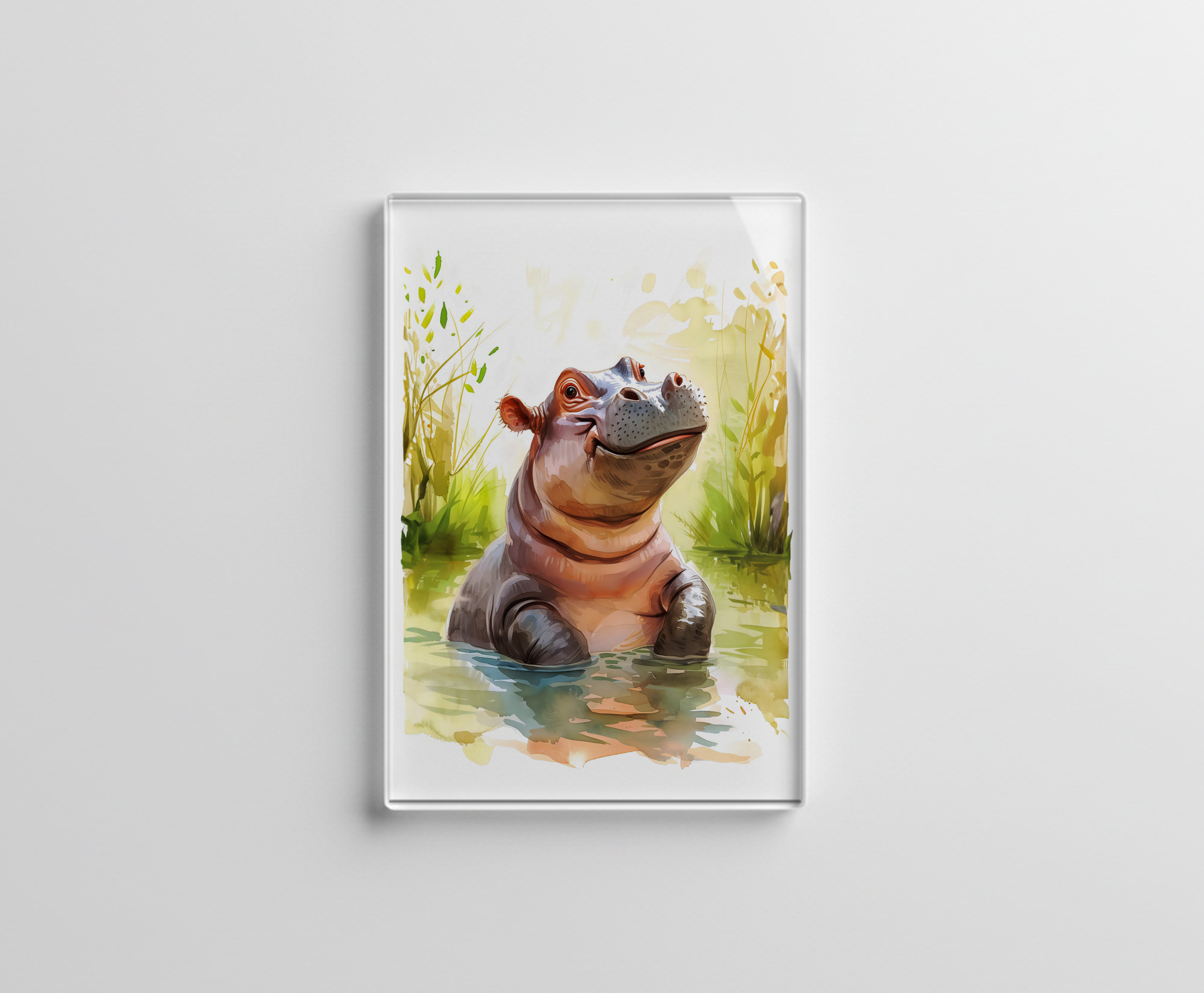 raxxa Glas-Magnet: Smiling Hippo in Water