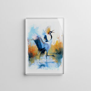 raxxa Glas-Magnet: Crowned Crane Dancing in Water